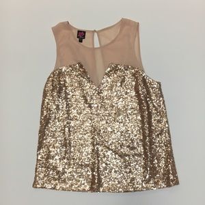 BeBe Gold Sequin Top